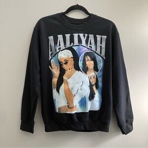 Aaliyah Graphic Pullover Sweatshirt Forever 21 Women’s Size S Black Longsleeve